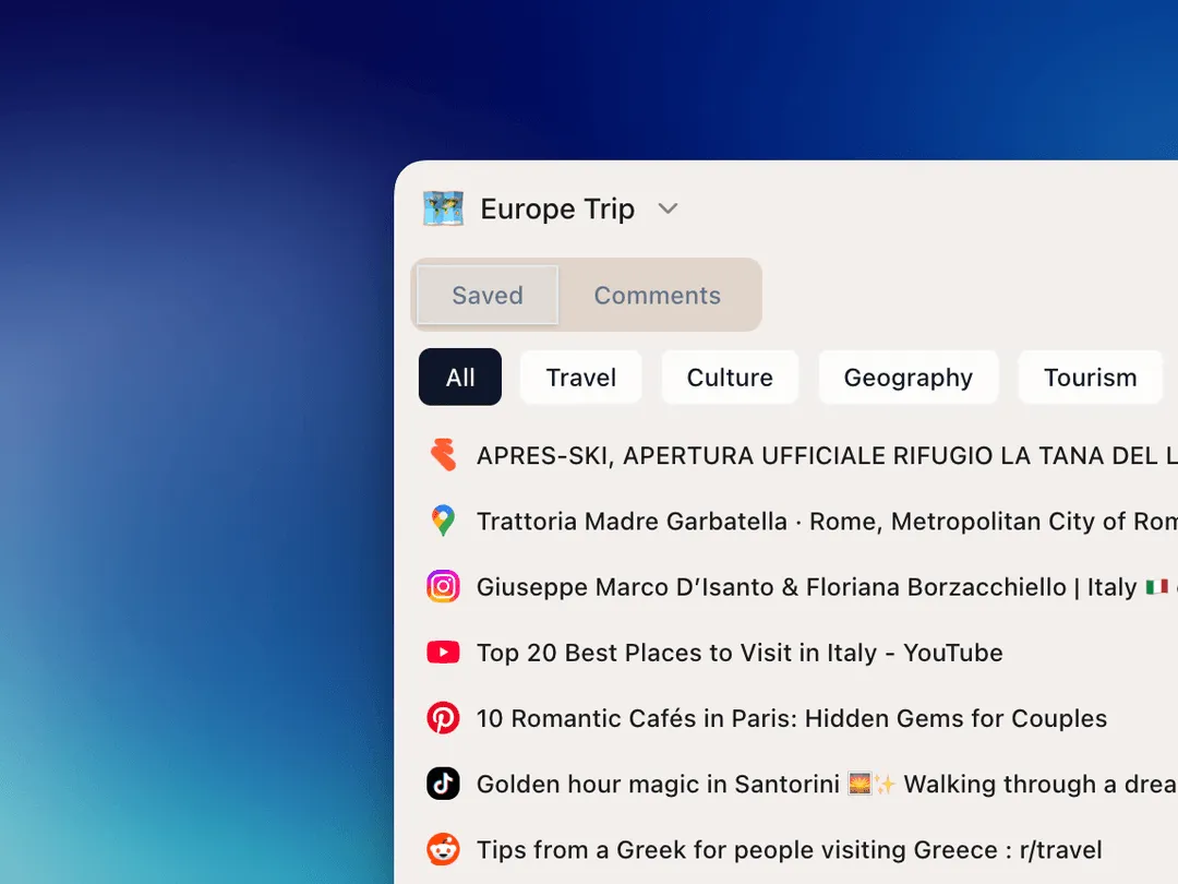 Kepler Spaces grouping captures into project workspaces