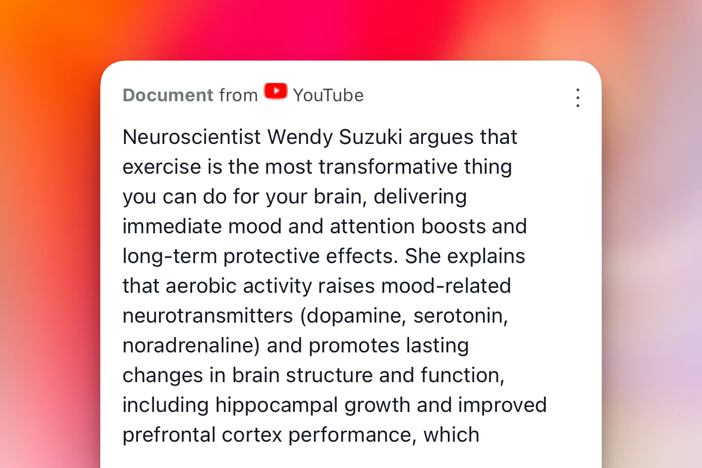 Kepler summarising a saved YouTube video from its transcript, with the finished summary appearing in the Feed