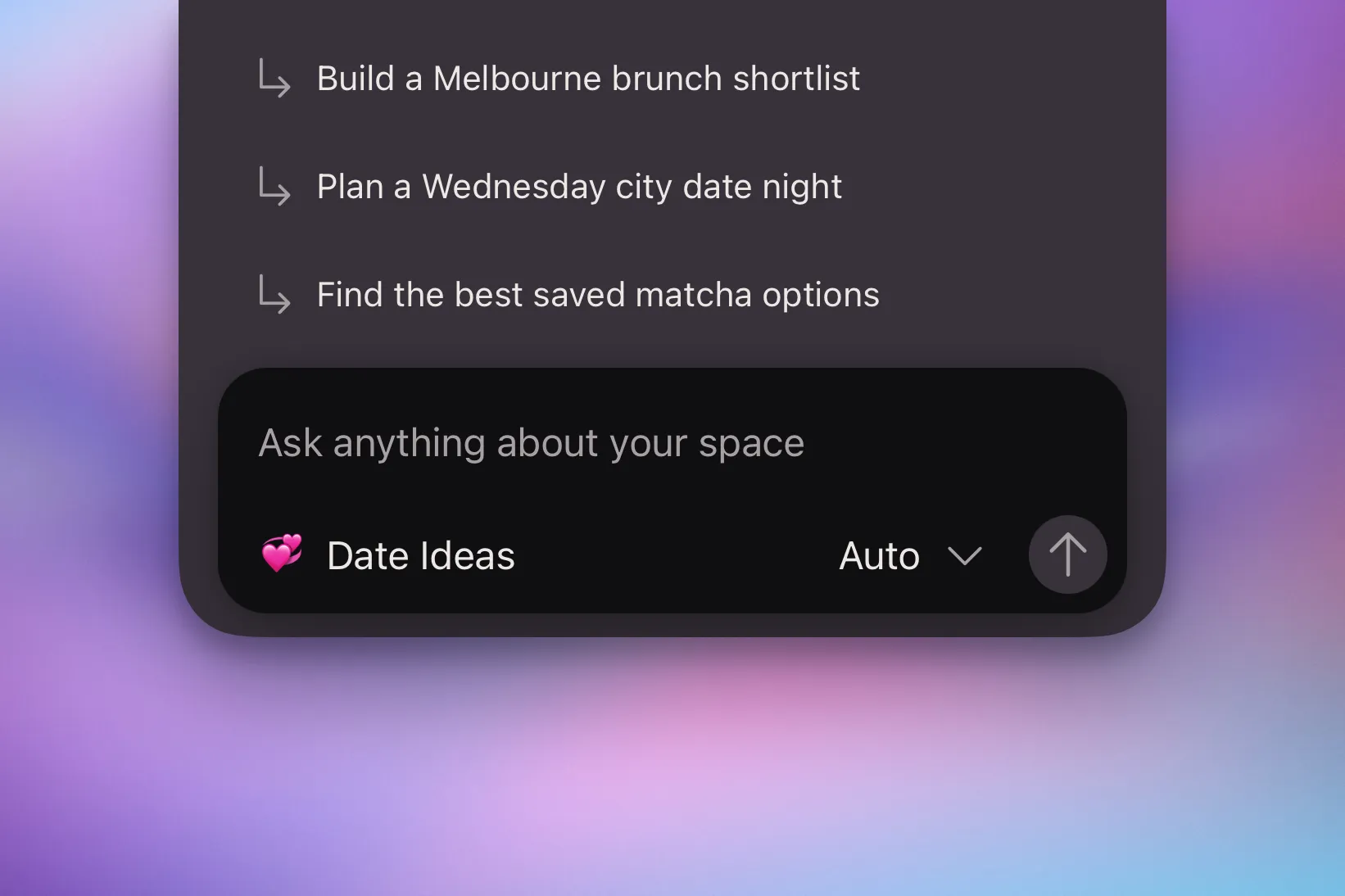 A new Kepler chat showing suggestions based on the links and annotations in the current space